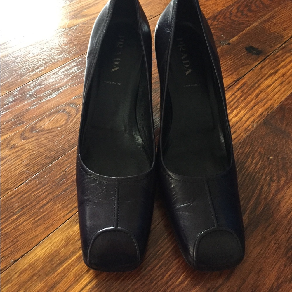 Prada Dark Purple Leather Heels